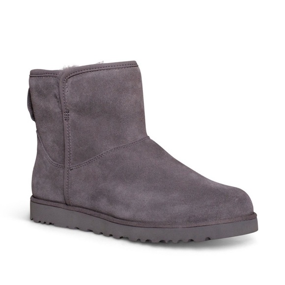 Ugg Cory II Boots Charcoal Gray Suede Shearling Classic Mini Short Ankle Sz 5 - Picture 1 of 16
